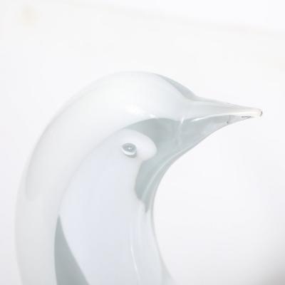 Renato Anatra Mid Century White Transparent Murano Glass Bird Sculpture signed Renato Anatra