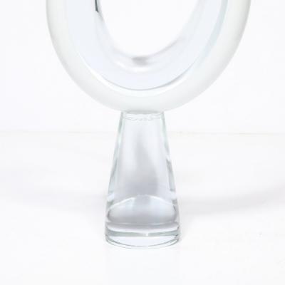 Renato Anatra Mid Century White Transparent Murano Glass Bird Sculpture signed Renato Anatra