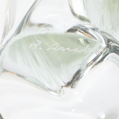 Renato Anatra Pair of Signed Renato Anatra Transparent Sculptural Murano Glass Candlesticks