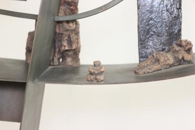 Renato Bassoli Floor Standing Ceramic and Iron Sculpture by Renato Bassoli 1960 Italy
