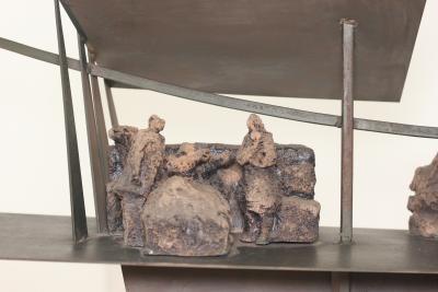 Renato Bassoli Floor Standing Ceramic and Iron Sculpture by Renato Bassoli 1960 Italy