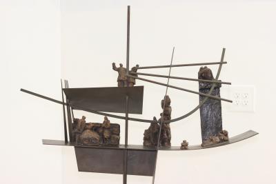 Renato Bassoli Floor Standing Ceramic and Iron Sculpture by Renato Bassoli 1960 Italy