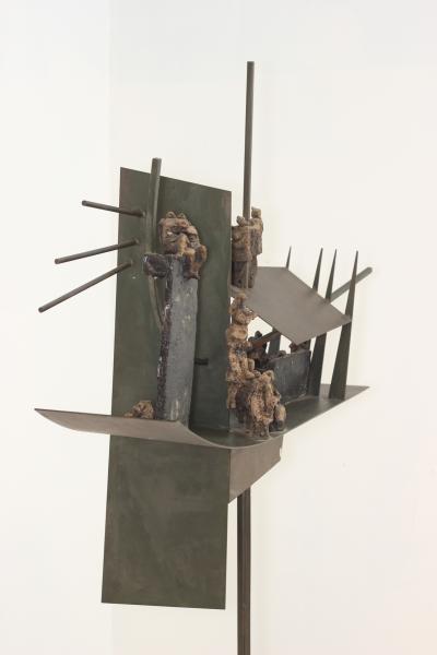 Renato Bassoli Floor Standing Ceramic and Iron Sculpture by Renato Bassoli 1960 Italy