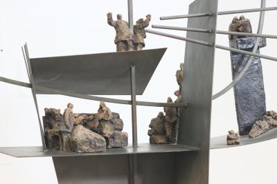 Renato Bassoli Floor Standing Ceramic and Iron Sculpture by Renato Bassoli 1960 Italy