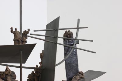 Renato Bassoli Floor Standing Ceramic and Iron Sculpture by Renato Bassoli 1960 Italy