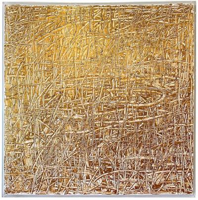 Renato Freitas Abstract Expressionist Oil on Canvas Gold Renato Freitas