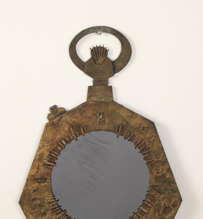 Renato Vanzelli Italian Brutalist Cast Bronze Wall Mirror by Renato Vanzelli Padova circa 1970