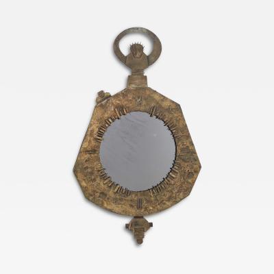 Renato Vanzelli Italian Brutalist Cast Bronze Wall Mirror by Renato Vanzelli Padova circa 1970