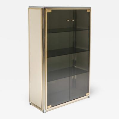 Renato Zevi Brass and Chrome Renato Zevi Vitrine Showcase with Glass Doors 1970s