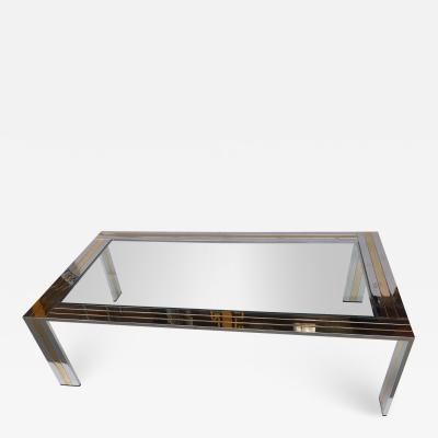 Renato Zevi Coffee Table Metal Chrome and Brass by Renato Zevi Italy 1970s