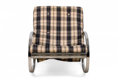 Renato Zevi Renato Zevi ItalianEllipse Chrome and Plaid FabricRocking Chair