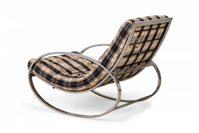 Renato Zevi Renato Zevi ItalianEllipse Chrome and Plaid FabricRocking Chair