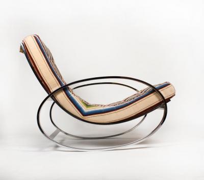 Renato Zevi Rocking Lounge Chair and Ottoman by Renato Zevi