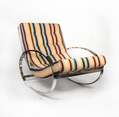 Renato Zevi Rocking Lounge Chair and Ottoman by Renato Zevi