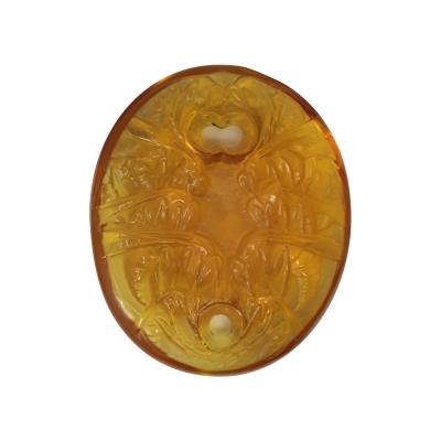 Rene Lalique Amber Glass Guepes Pendant