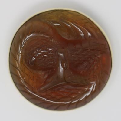 Rene Lalique Amber Glass Serpent Brooch