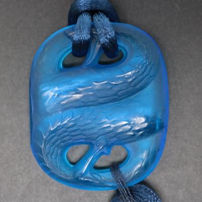 Rene Lalique Blue Glass Serpents Pendant