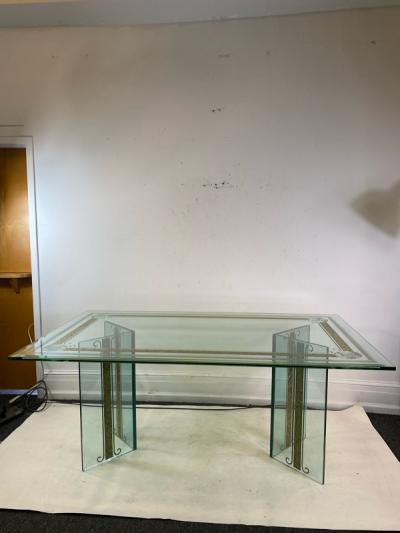 Rene Lalique EXCEPTIONAL MODERN CARVED AND ETCHED DINING TABLE IN THE MANNER OF RENE LALIQUE