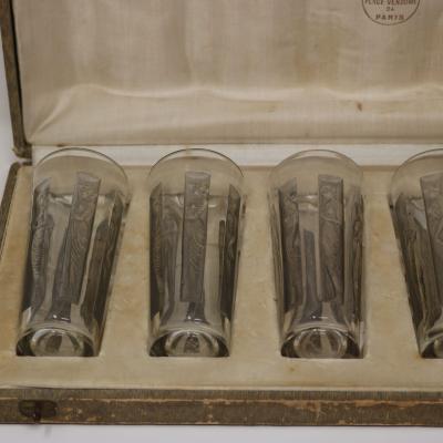 Rene Lalique Glass Shot Glasses Set of 6 Boxed
