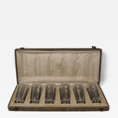 Rene Lalique Glass Shot Glasses Set of 6 Boxed