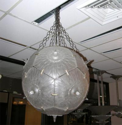 Rene Lalique Important French Art Deco Chandelier by Rene Lalique