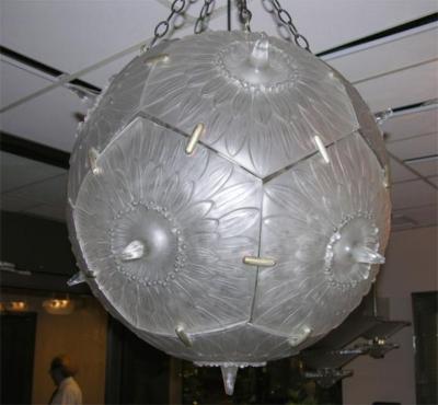 Rene Lalique Important French Art Deco Chandelier by Rene Lalique