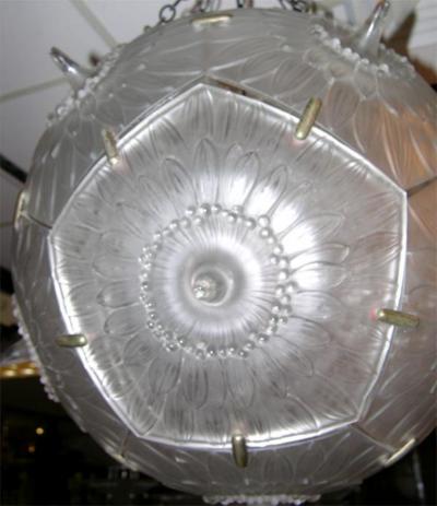 Rene Lalique Important French Art Deco Chandelier by Rene Lalique