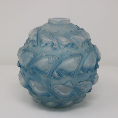 Rene Lalique Opalescent Glass Blue Stain Camaret Vase
