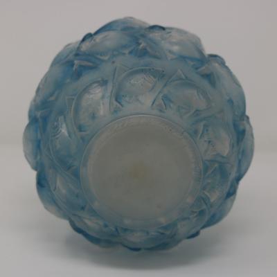 Rene Lalique Opalescent Glass Blue Stain Camaret Vase