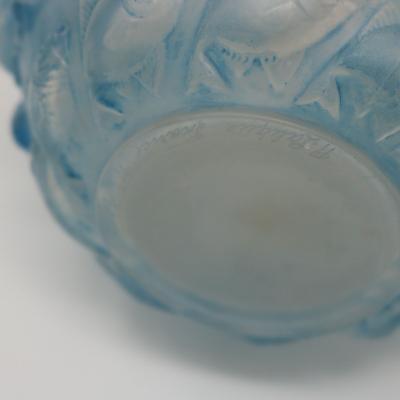 Rene Lalique Opalescent Glass Blue Stain Camaret Vase