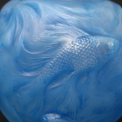 Rene Lalique Opalescent Glass Blue Stained Formose Vase