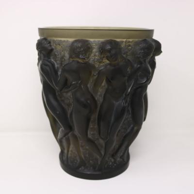 Rene Lalique Topaz Glass Bacchantes Vase