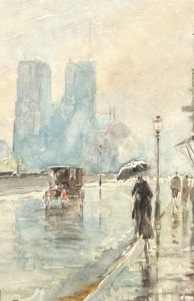 Rene Levert Notre Dame Paris in the Rain 