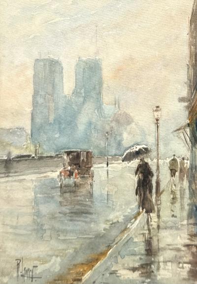 Rene Levert Notre Dame Paris in the Rain 