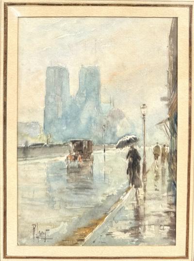 Rene Levert Notre Dame Paris in the Rain 