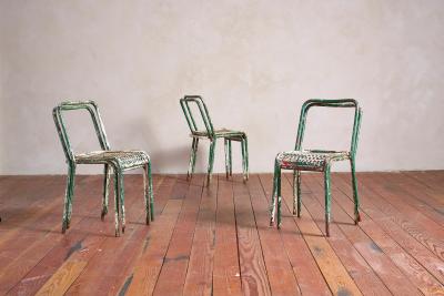 Rene Malaval Rene Malaval Perforated Chairs set of 6