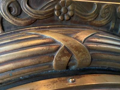 Rene Paul Chambellan ART DECO STYLIZED FLORA ILLUMINATED BRONZE WALL CLOCK