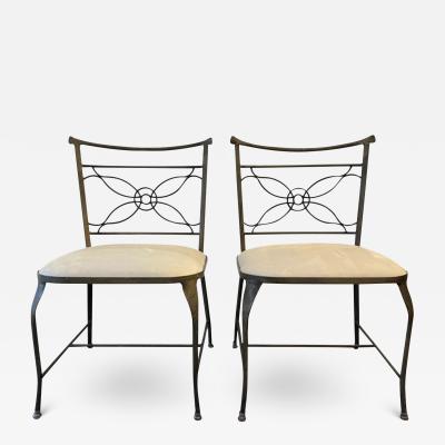 Rene Prou A rare pair of Rene Prou wrought iron occasional chairs