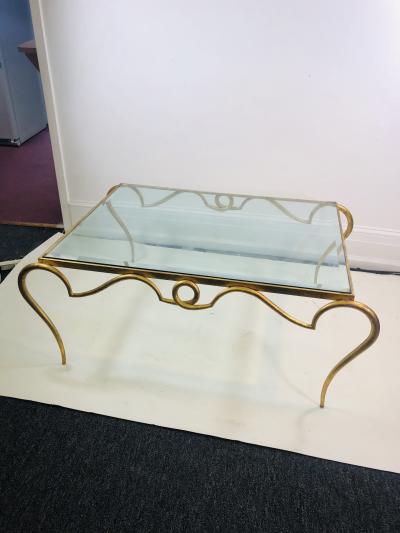 Rene Prou EXQUISITE RENE PROU GILT IRON COFFEE TABLE