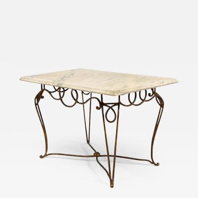 Rene Prou French 1940s Gold Painted Iron Rectangular Coffee Table
