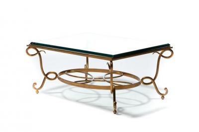 Rene Prou French 1940s Ren Prou Style Gilt Iron Coffee Table