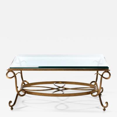 Rene Prou French 1940s Ren Prou Style Gilt Iron Coffee Table
