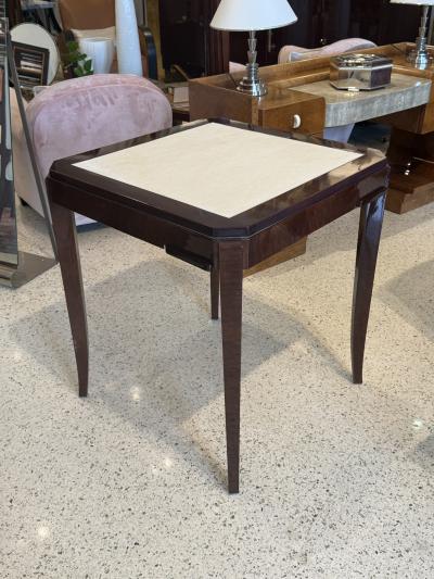 Rene Prou French Art Deco Flip Top Games Table with Checkerboard Inlay