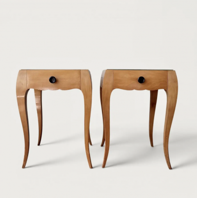 Rene Prou French Art Deco Sycamore End Tables attributed to Ren Prou circa 1940