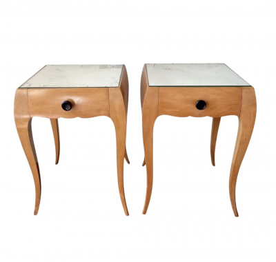 Rene Prou French Art Deco Sycamore End Tables attributed to Ren Prou circa 1940