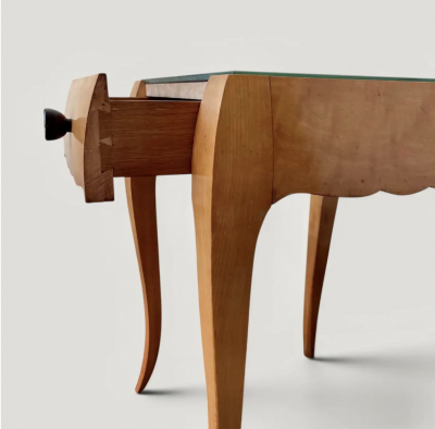 Rene Prou French Art Deco Sycamore End Tables attributed to Ren Prou circa 1940