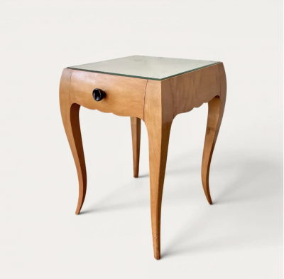 Rene Prou French Art Deco Sycamore End Tables attributed to Ren Prou circa 1940