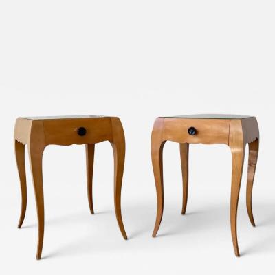 Rene Prou French Art Deco Sycamore End Tables attributed to Ren Prou circa 1940