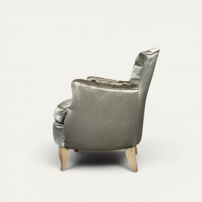 Rene Prou French Pair of Button Back Small Armchairs circa 1940 attributed to Ren e Prou