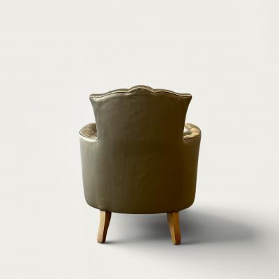 Rene Prou French Pair of Button Back Small Armchairs circa 1940 attributed to Ren e Prou